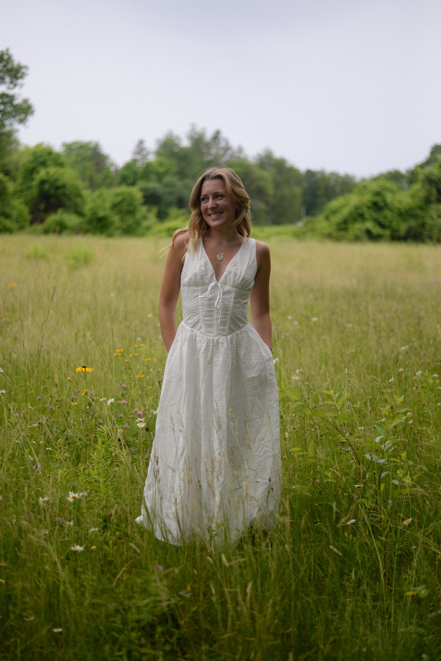 CHARLOTTE EYELET MIDI DRESS
