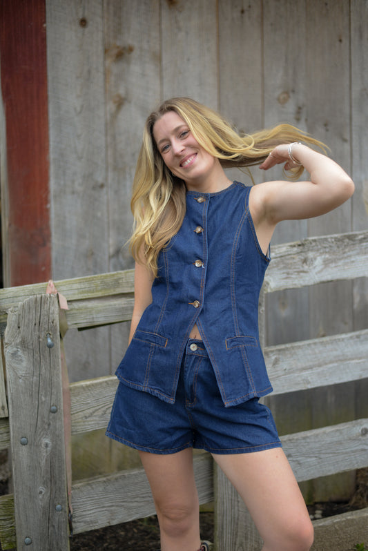 ANNIE DENIM SET TOP