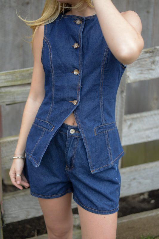 ANNIE DENIM SET SHORTS