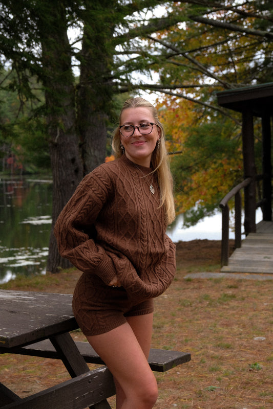 Sunday Knit Set Sweater - Chocolate