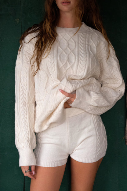 Sunday Knit Set Shorts - Ivory