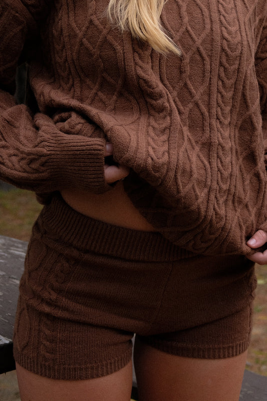 Sunday Knit Set Shorts - Chocolate