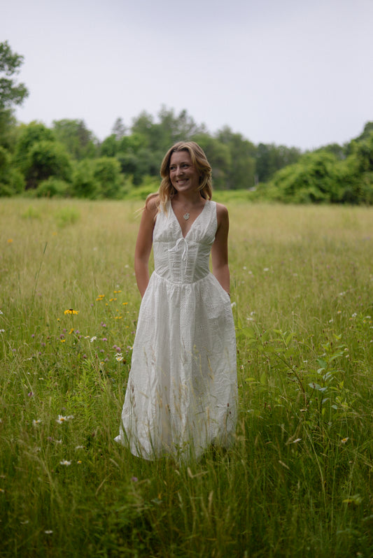 CHARLOTTE EYELET MIDI DRESS