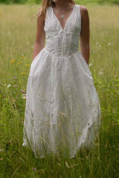CHARLOTTE EYELET MIDI DRESS