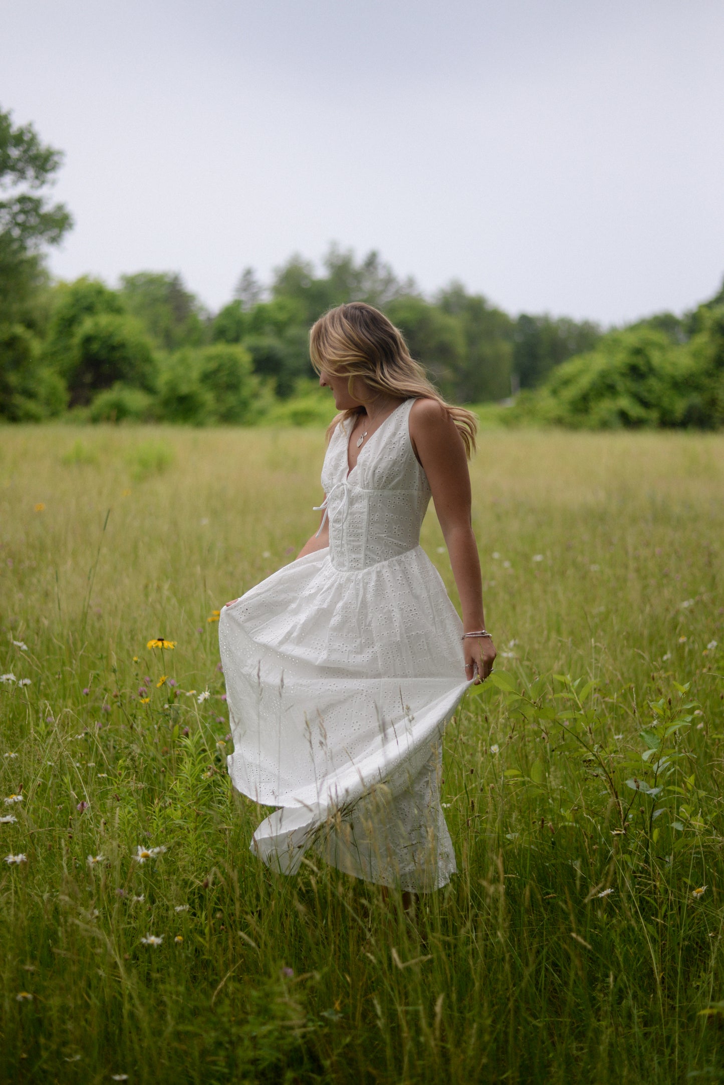 CHARLOTTE EYELET MIDI DRESS