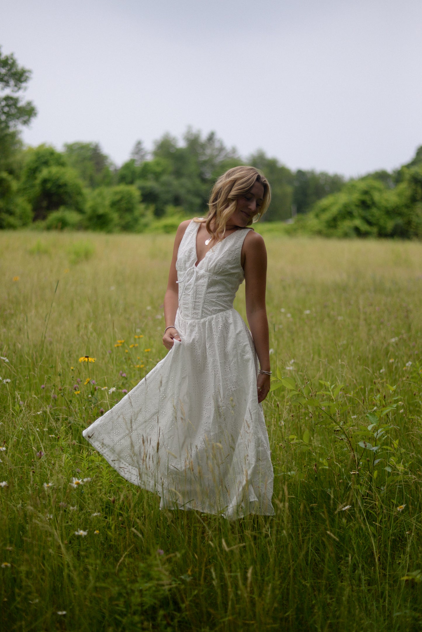 CHARLOTTE EYELET MIDI DRESS