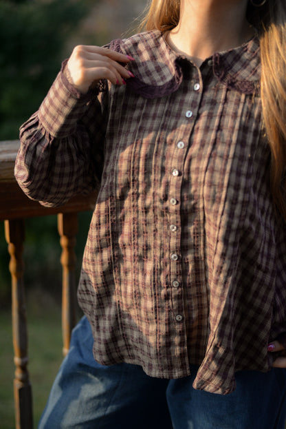 OLIVIA PLAID BLOUSE