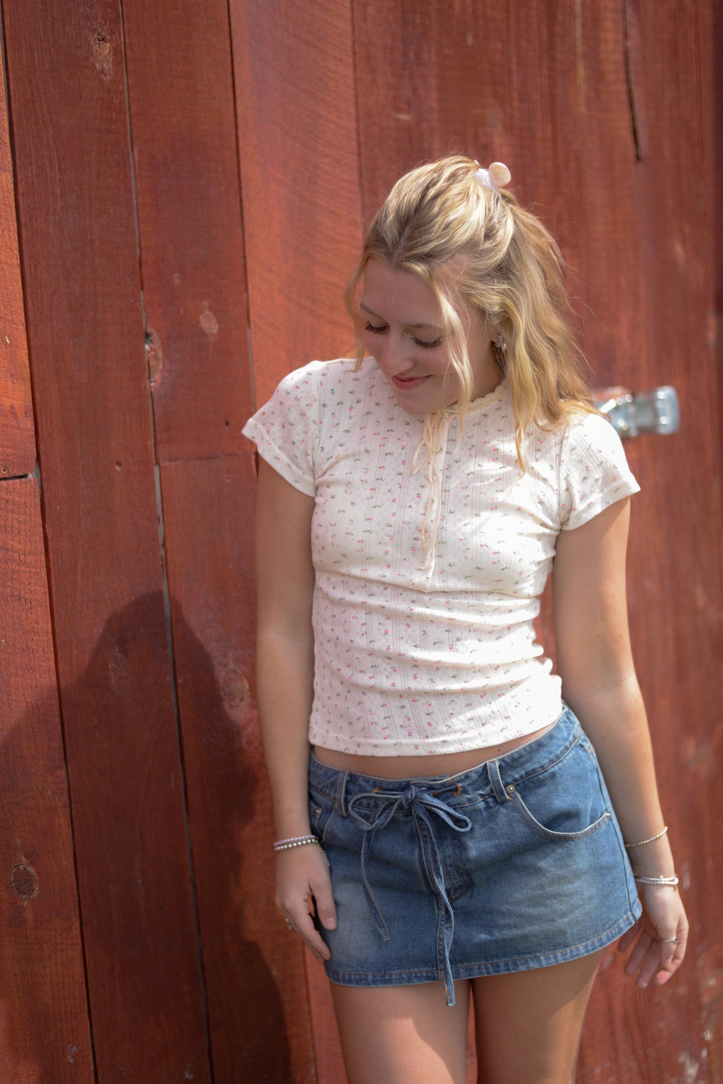 NICOLE TIE DENIM SKORT