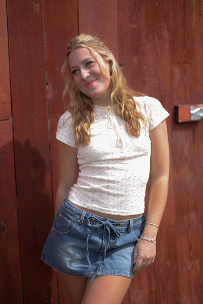 NICOLE TIE DENIM SKORT