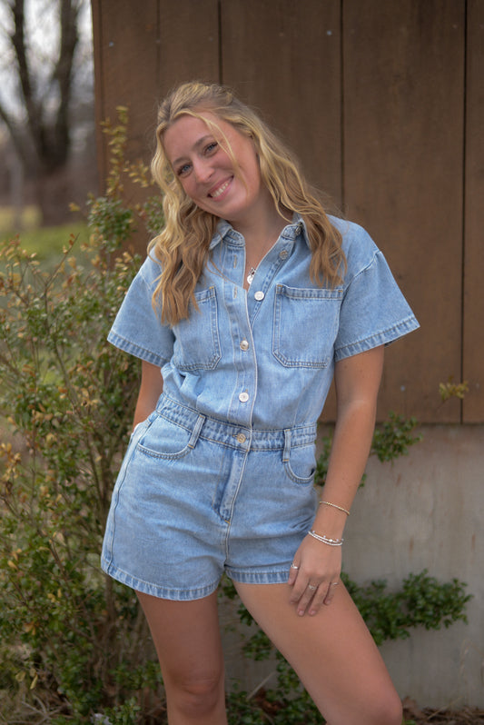 MILEY DENIM ROMPER