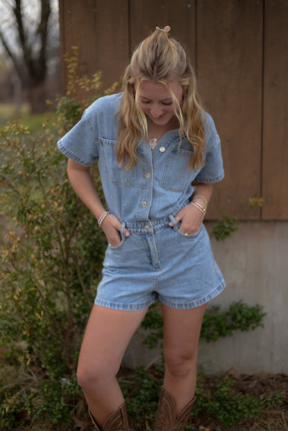 MILEY DENIM ROMPER