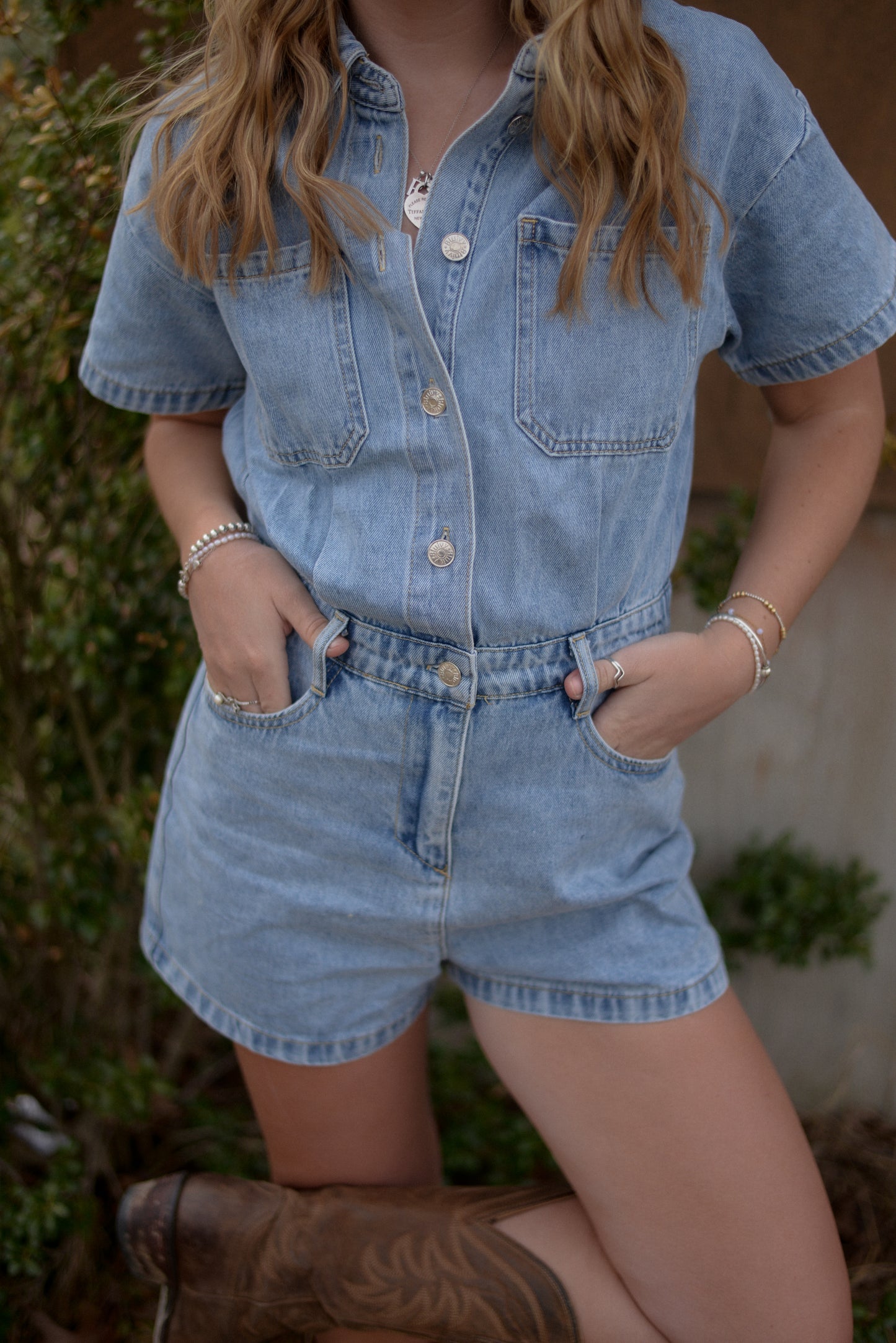 MILEY DENIM ROMPER