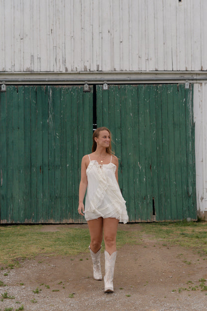 KACEY RUFFLE MINI DRESS
