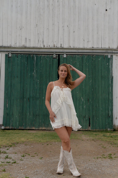 KACEY RUFFLE MINI DRESS