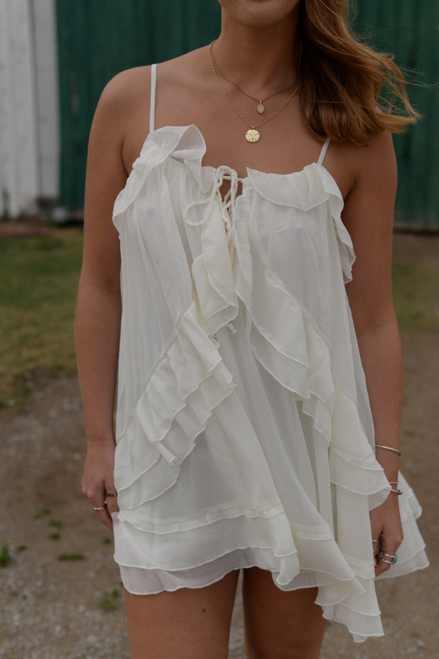 KACEY RUFFLE MINI DRESS