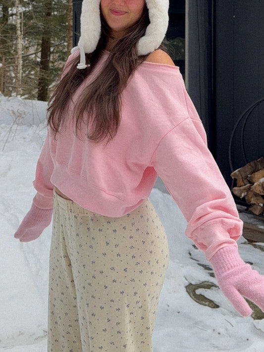 BUBBLEGUM CROPPED SWEATSHIRT